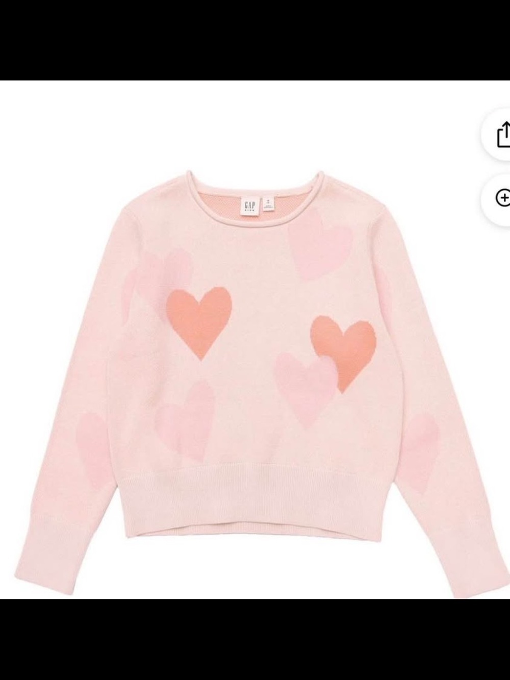 GAP Kids  Pink Heart Crewneck Sweater Small (6/6x)